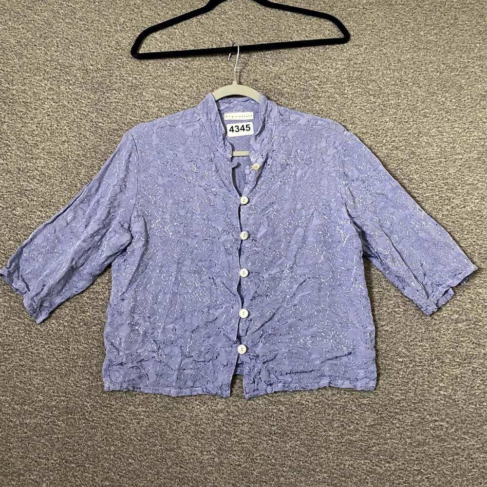 Bryn Walker Women's Small Purple Satin 3/4 Sleeve Lightweight Button Up Shirt